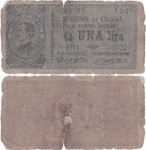 1914 (2 September), 1 lira (P-36a) - Italy