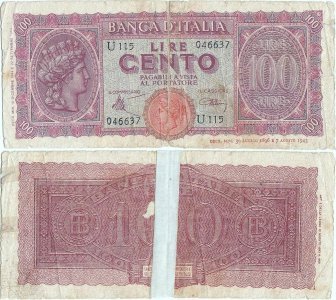 1944 (10 December), 100 lire (P-75a) - Italy