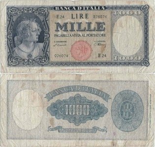 1947 (20 March), 1.000 lire (P-82) - Italy