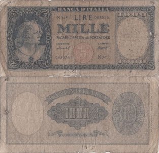 1959 (25 August), 1.000 lire (P-88c) - Italia