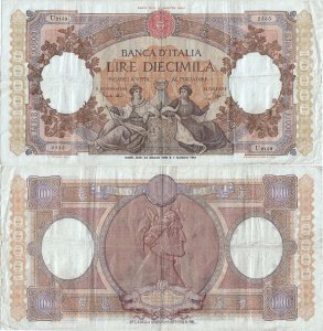 1962 (24 March), 10.000 lire (P-89d.3) - Italy