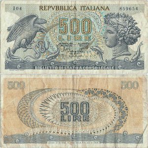 1966 (20 June) , 500 lire (P-93a.1) - Italy