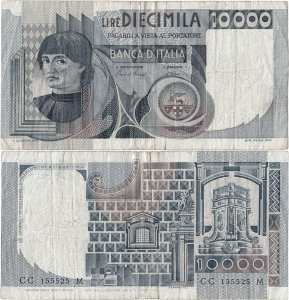 1982 (3 November), 10,000 lire (P-106b.2) - Italy