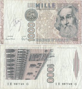 1988, 1.000 lire (P-109b) - Italia