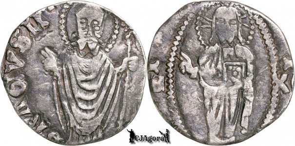 1337-438, 1 Grosso - fără marca monetăriei - Republica Ragusa - eroare dublă batere