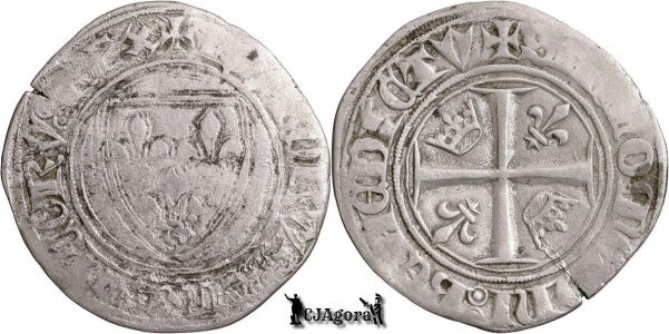 1389-1405, Blanc - Carol al VI-lea - Paris - Regatul Franței - eroare dublă batere pe avers