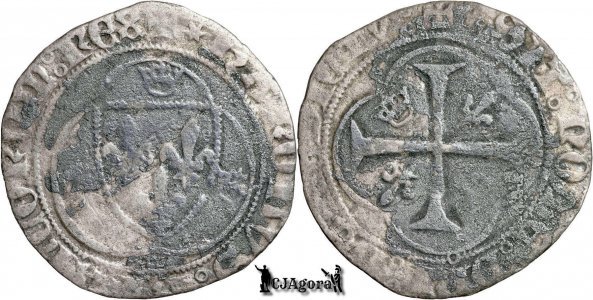 1436, Blanc à la Couronne - Carol al VII-lea - La Rochelle - Regatul Franței