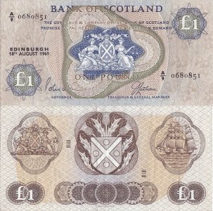 1969 (18 August), 1 pound (P-109b) - Scoția