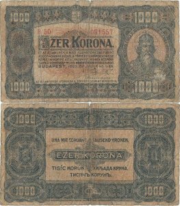1923 (1 July), 1,000 korona (P-75b) - Kingdom of Hungary