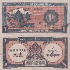 1945, 1 piastre (P-58c) - Indochina Franceză