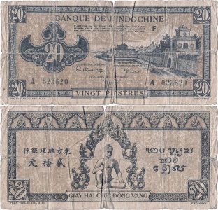 1942, 20 piastres (P-71) - Indochina Franceză