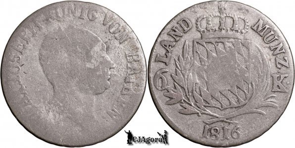 1816, 6 Kreuzer - Maximilian I Iosif - Regatul Bavariei