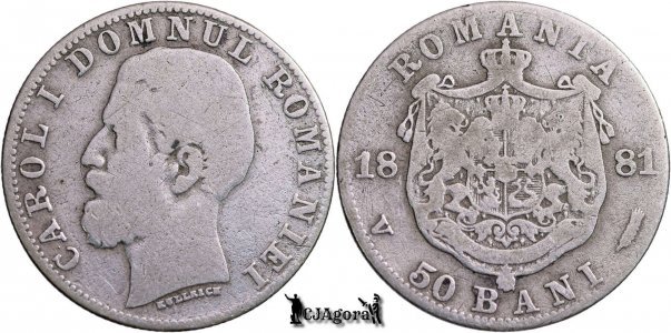 1881, 50 Bani - Carol I - Regatul României