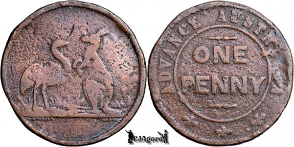 1860, 1 Penny - W.J. Taylor | Advance Australia - Australia colonială - Imperiul Britanic