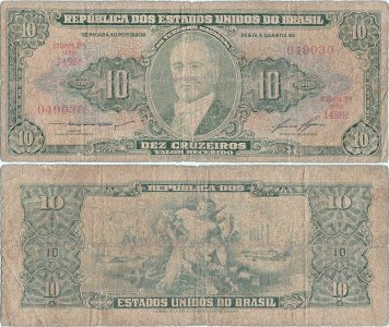 1953, 10 cruzeiros (P-159d) - Brazil
