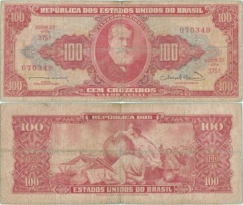 1963, 100 cruzeiros (P-180a) - Brazil