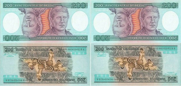 1984, 200 cruzeiros (P-199b) - Brazil (×2)