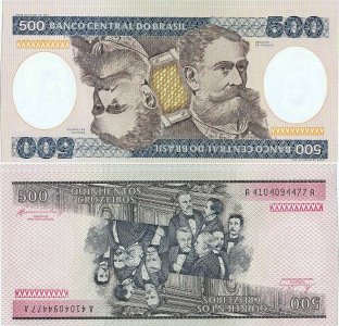 1985, 500 cruzeiros (P-200b) - Brazil