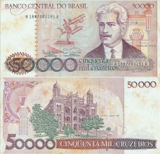 1985, 50,000 cruzeiros (P-204b) - Brazil