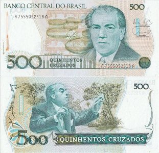 1988, 500 cruzados (P-212d) - Brazil