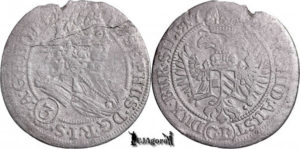 1709 CB, 3 Kreuzer - Iosif I - Brieg - Ducatele Sileziei - Regatul Boemiei