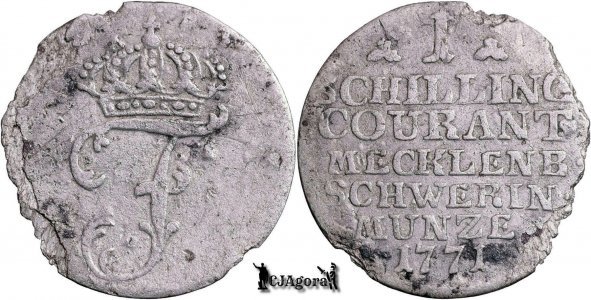 1771, 1 Schilling Courant - Frederic al II-lea (cel Cuvios) - Ducatul de Mecklenburg-Schwerin