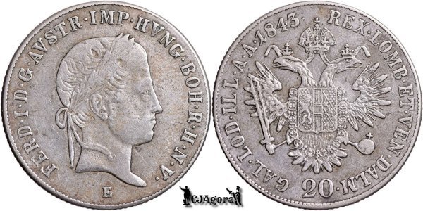 1843 E (Alba Iulia), 20 Kreuzer - Ferdinand I - Imperiul Austriac