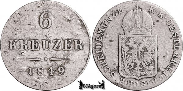 1849 C (Praga), 6 Kreuzer - Franz Joseph I - Imperiul Austriac
