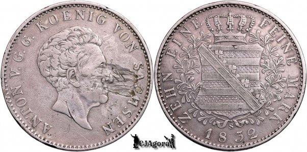 1832 S, 1 Conventionsthaler - Anton (cel Bun) - Regatul Saxoniei (Linia Albertiniană)