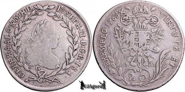 1768 G IB-FL, 20 Krajcár - Iosif al II-lea (ca co-conducător) - Regatul Ungariei