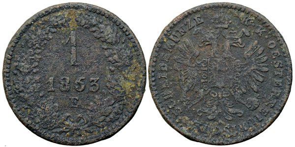 1863 E (Karlsburg / Alba Iulia), 1 kreuzer - Franz Joseph - Habsburg Empire