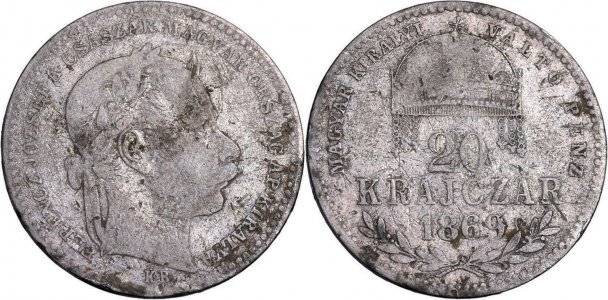 1869 - KB - 20 krajczár - Franz Joseph I - Austro-Hungarian Empire