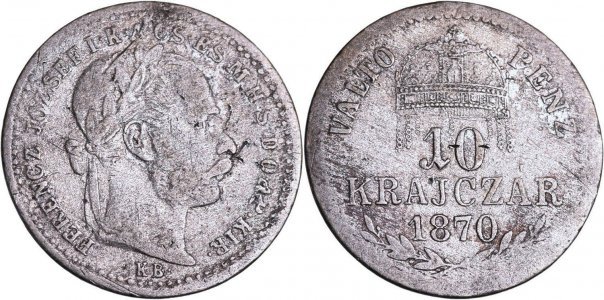 1870 - KB - 10 krajczár - Franz Joseph I - Austro-Hungarian Empire