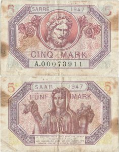 1947, 5 Mark - Saar (under French protectorate) | P-5
