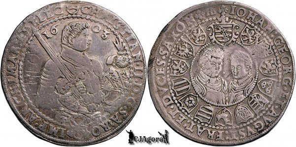 1603 HB, 1 Thaler - Cristian al II-lea - Ioan George I, & August - Electoratul Saxoniei (linia Albertiniană) | KM 16