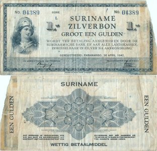1942 (30 April), 1 gulden (P-105c) - Suriname
