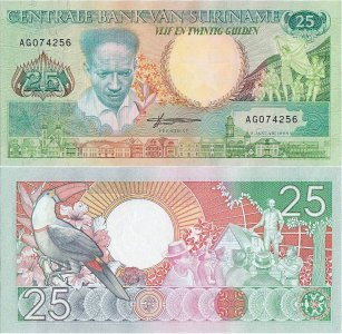 1988 ( 9 January), 25 gulden (P-132b) - Suriname
