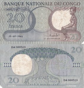 1962 (15 Iulie), 20 francs (P-4a.5) - Congo