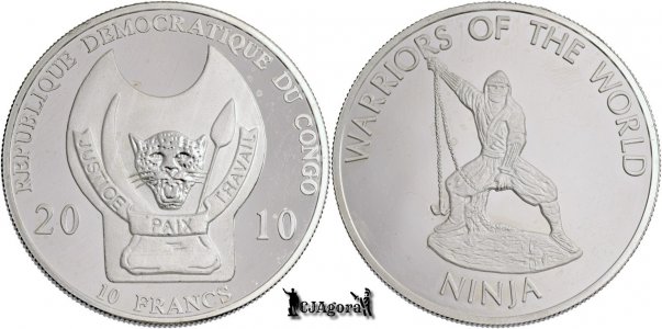 2010, 10 Francs - Warriors of the World - Ninja Warrior - Republica Democrată Congo