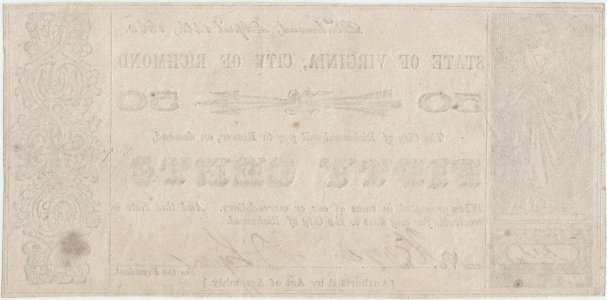 1862 (Aprilie 14), 50 Cents (VAUCRI50) - Richmond, Virginia - SUA