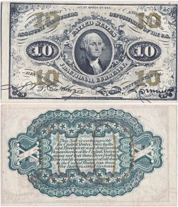 1863 (Martie 3), 10 Cents (P-108e) - Fractional Currency - SUA