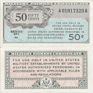 1946, 50 Cents (SM-4) - Military Payment Certificate - Series 461 - SUA