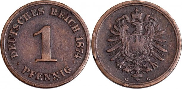 1874 - C - 1 pfennig - Wilhelm I - Imperiul German