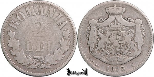 1873, 2 Lei - Carol I - Regatul României | KM 8