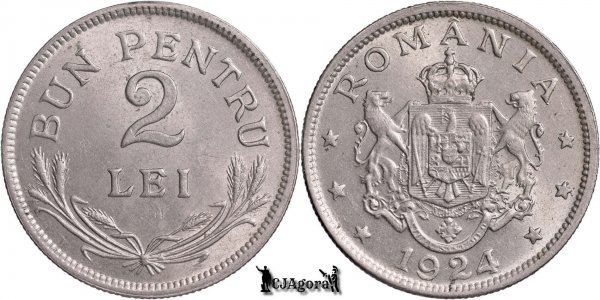 1924, 2 Lei - Bruxelles - Ferdinand I - Regatul României | KM 47