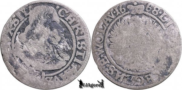 1668 CB, 3 Kreuzer - Cristian - Ducatul de Liegnitz-Brieg - Ducatele Sileziei - Regatul Boemiei | KM 500