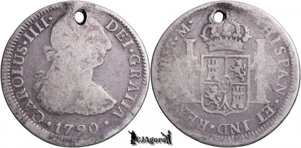 1790 FM, 2 Reales - Carol al IV-lea - Viceregatul Noua Spanie (Mexicul Colonial) - Imperiul Spaniol | KM 90
