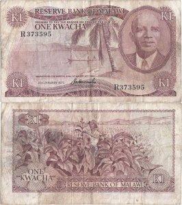 1975 (31 January), 1 kwacha (P-10c) - Malawi