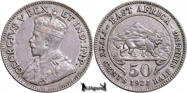 1921, 50 Cents - George V - British East Africa | KM 20