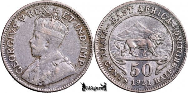 1921, 50 Cents - George V - British East Africa | KM 20